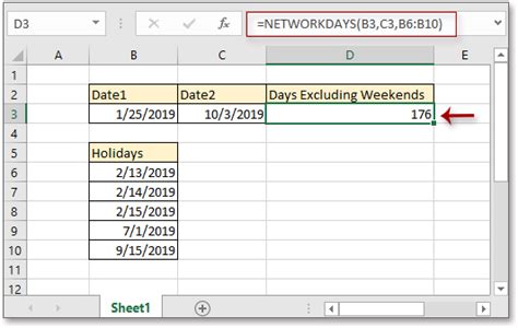 Excel Formula Count Days Between Two Dates Excluding Weekends