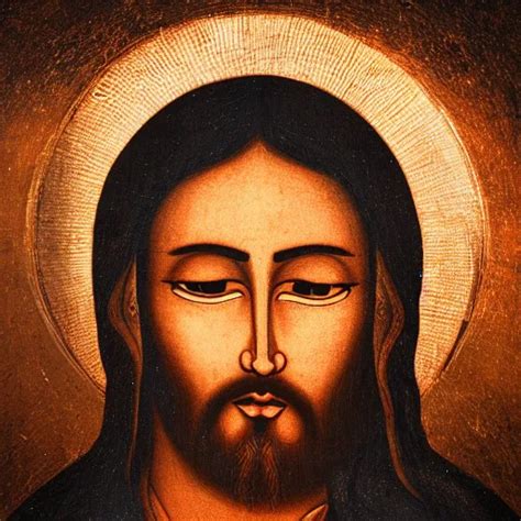 Jesus Portrait In Beautiful Dark Landscape In The Style Of Dao Trong Le