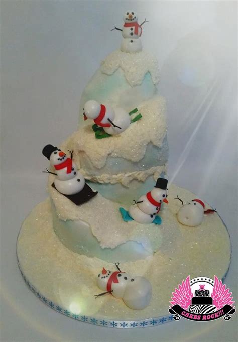 Frolicking Snowmen Decorated Cake By Cakes Rock Cakesdecor