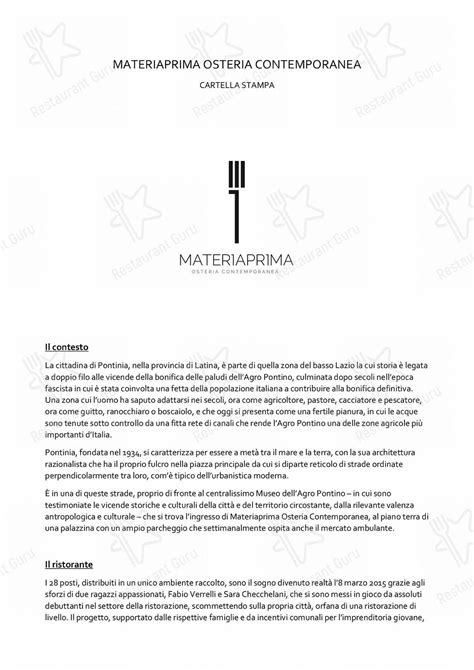 Materiaprima Osteria Contemporanea Restaurant Pontinia Restaurant