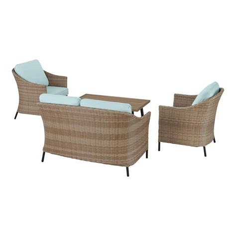 StyleWell Park Pointe 4-Piece Wicker Patio Conversation Set With ...