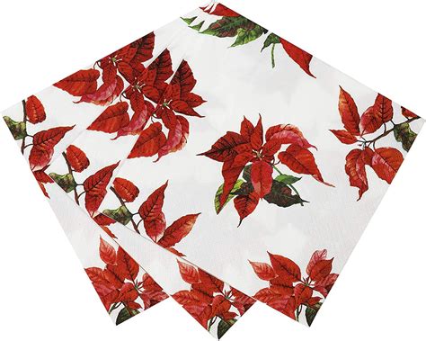 Talking Tables Botanical Poinsettia Design Napkin For Christmas Party