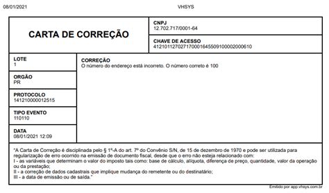 Carta de Correção Eletrônica CC e