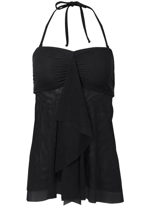 Venus Plus Size Flowing Bandeau Tankini Top Bikini Black Beauty
