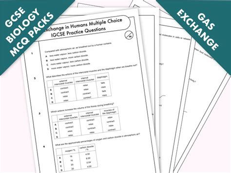 Gcse Biology Multiple Choice Topic Question Pack On Gas Exchange