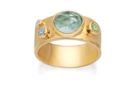 Calm Creek ring forgyldt sølv hydro aquamarin peridot