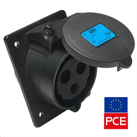 Розетка встраиваемая PCE 423-6x IP44 2P+PE 32A 230V наклонная силова ...