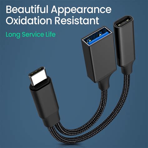 Cabo Adaptador USB C OTG De Telefone 2 Em 1 Tipo Para Porta De