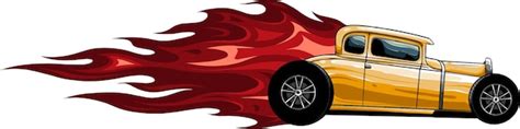 Premium Vector Illustration Of Hot Rod Car With Flames