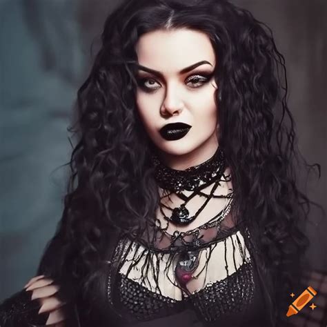 Elegant goth style portrait of ewa farna on Craiyon