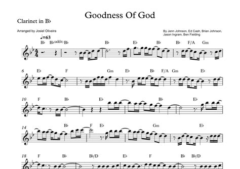 Goodness Of God Arr Josiel Oliveira Sheet Music Bethel Music And