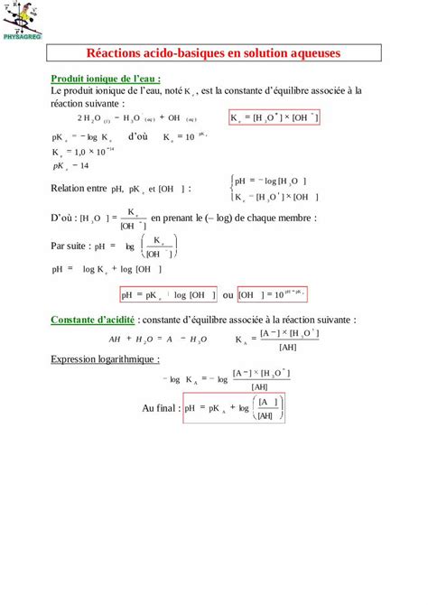 PDF Réactions acido basiques en solution aqueuses physagreg fr