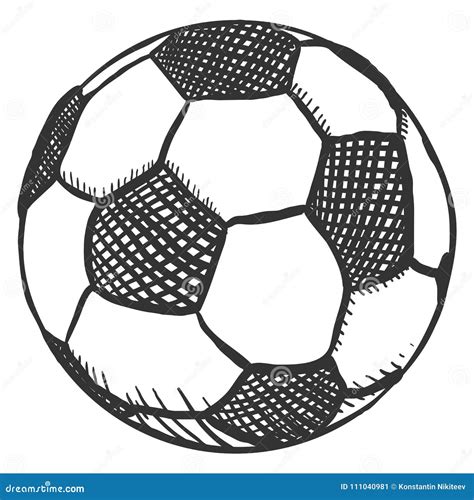 Vector Single Sketch Ball For Soccer European Football Stock Vector