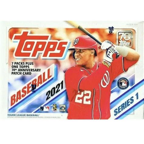 Verified 2021 Topps Series 1 Baseball Blaster Box 70th Anniversary