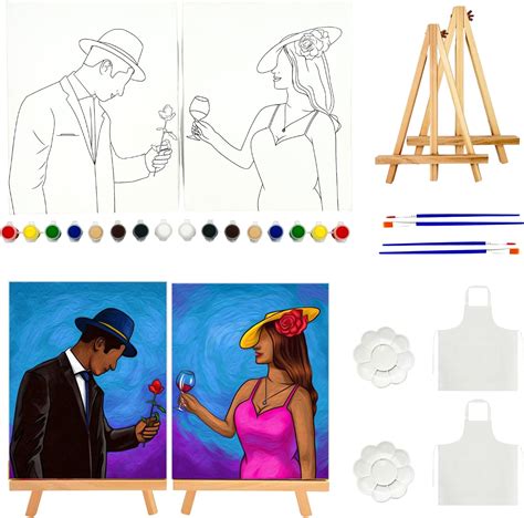 Amazon Sip And Paint Kit For Adults Couples X Inch Pre Drawn