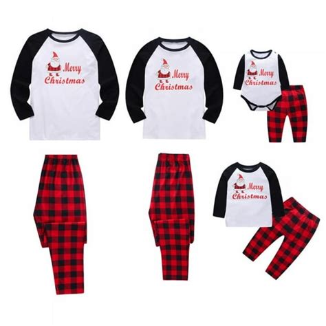 Matching Family Christmas Pajamas Sets, Classic Plaid Stripe Xmas PJs ...