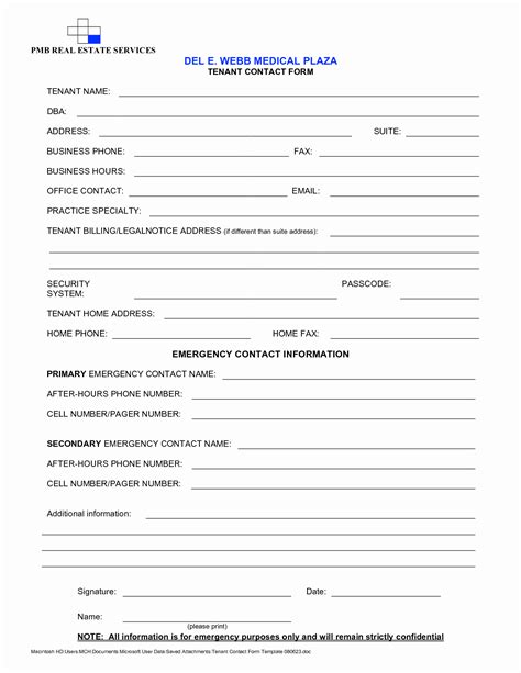 50 Contact Information form Template Word | Ufreeonline Template