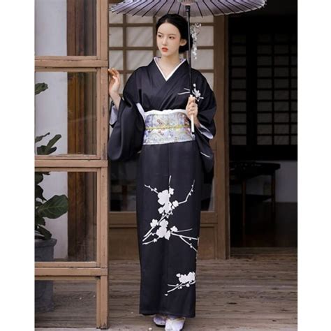 Kimono Japonais Femme Ancien Noir Japon Store