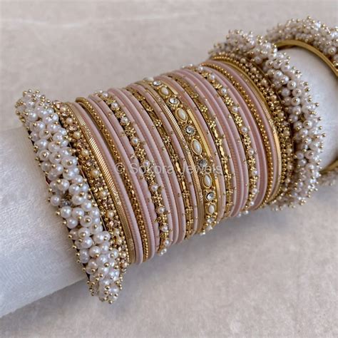Thanjina Nude Bangle Stack Fancy Jewelry Fancy Jewellery Wedding Jewelry Sets Bridal Jewellery
