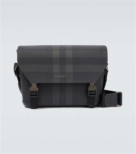 Burberry Charcoal Check Messenger Bag In Black For Men Lyst