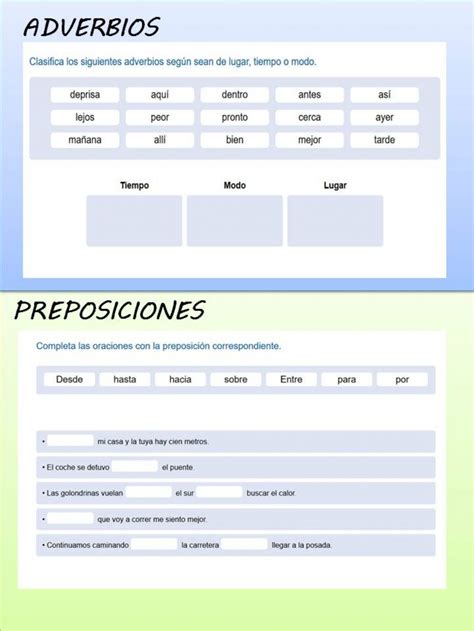 Adverbios Y Preposiciones Ficha Interactiva Spanish Worksheets Spanish Class Spanish Language