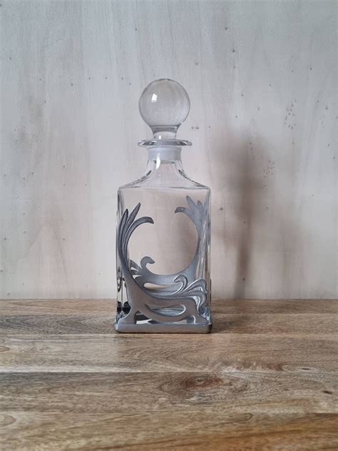 Etain Les Potstainiers Hutois Crystal Decanter Art Nouveau Etsy