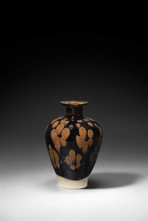 A CIZHOU TYPE RUSSET SPLASHED BLACK GLAZED VASE NORTHERN SONG JIN