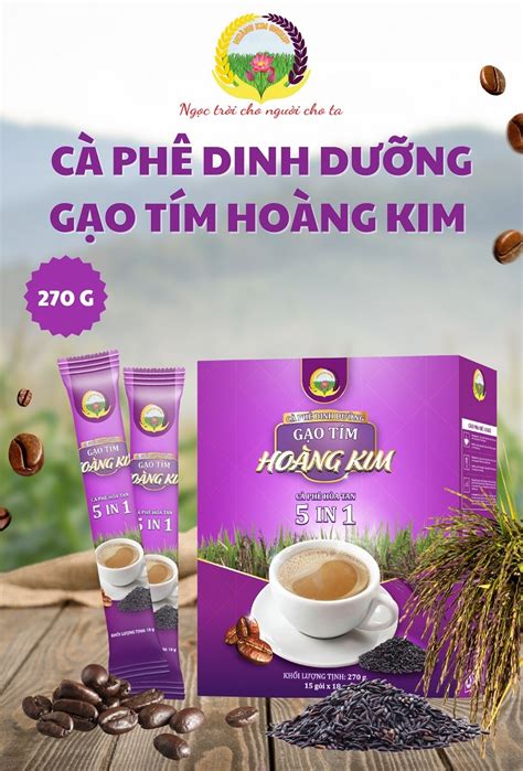 Cafe Dinh DƯỠng GẠo TÍm HoÀng Kim 1hỘp 15 Gói X 18gr Hoàng Kim