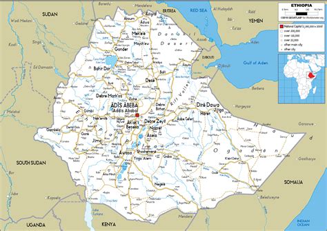 Ethiopia Map Road Worldometer