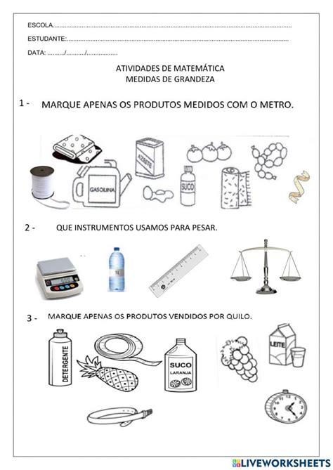 Grandezas e medidas activity | Grandezas e medidas, Atividades de ...