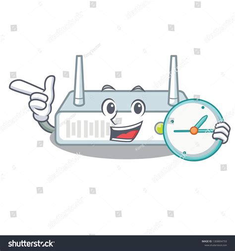 Clock Router Installed Cartoon Wall Stock Vector Royalty Free