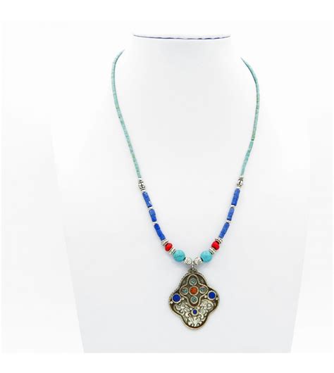 Collier Ethnique Népal CHINE INDIGO artisanat ethnique asiatique