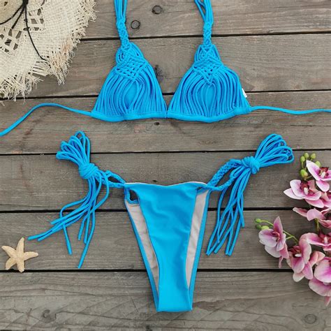 Uveng Three Point Strap Bikini Solid Color Low Waisted Split Swimsuit Woman 2025 New Bikini