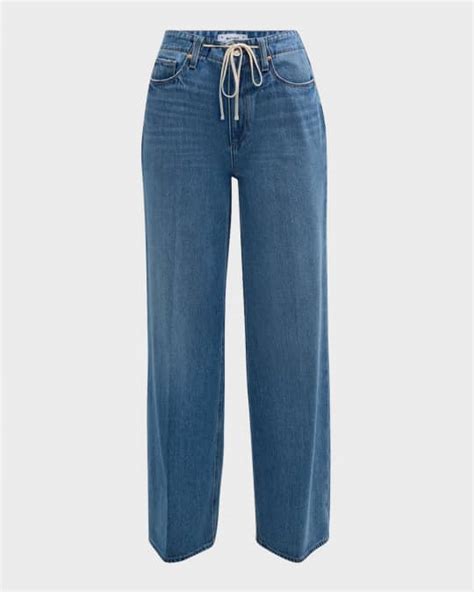 PAIGE Zoey Drawstring Wide Leg Jeans Neiman Marcus