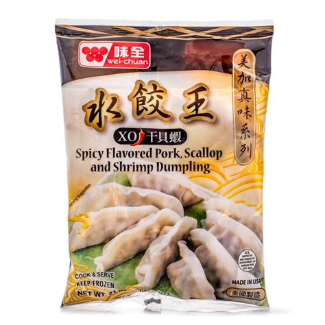 Get Wei Chuan Xo Spicy Pork Scallop And Shrimp Dumpling Frozen