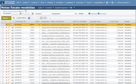 Notas Fiscais Recebidas Maxiprod
