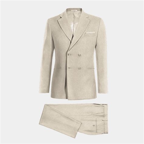 Cream Linen Double Breasted Suit