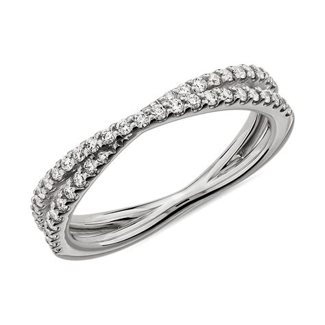 Contemporary Criss Cross Diamond Ring In 14k White Gold 14 Ct Tw