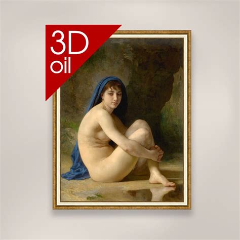 William Adolphe Bouguereau Nude Bather Seated Nude Museum Quality D Oil Canvas Print Of Famous