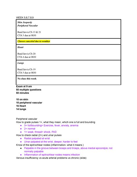 NUR 225 Studyguide EXAM 210 Question On Periphera Vascular WEEK 5 6 7