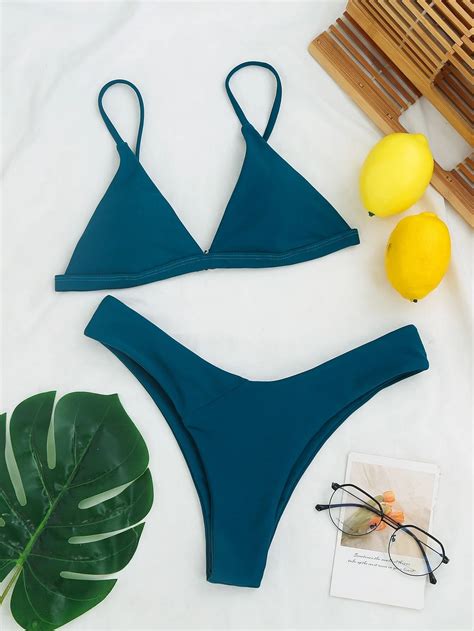 Plain Triangle Bikini Sexy Bikini Set Summer Beach Shein Usa