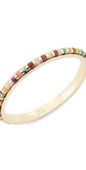 Kenneth Jay Lane Women S 14K Gold Plate Natural Stone Bangle Bracelet