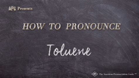 How To Pronounce Toluene Real Life Examples Youtube