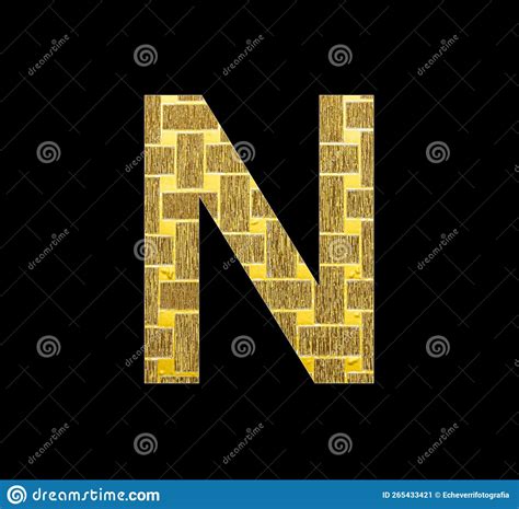 Alphabet Letter N Uppercase - Gold Glitter Foil Textured Stock Illustration - Illustration of ...