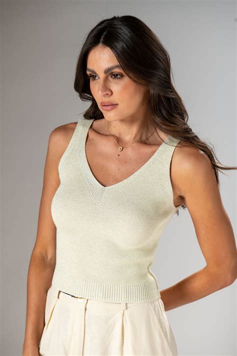 Regata Em Tricot Clara Nude Lurex Clothes And Co