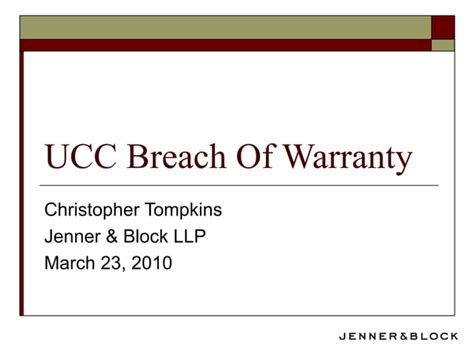 Ucc Breach Of Warranty Ppt