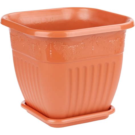 Цветочный горшок ЗПИ «Альтернатива» Лозанна 5 л, квадратный, коричневый ...