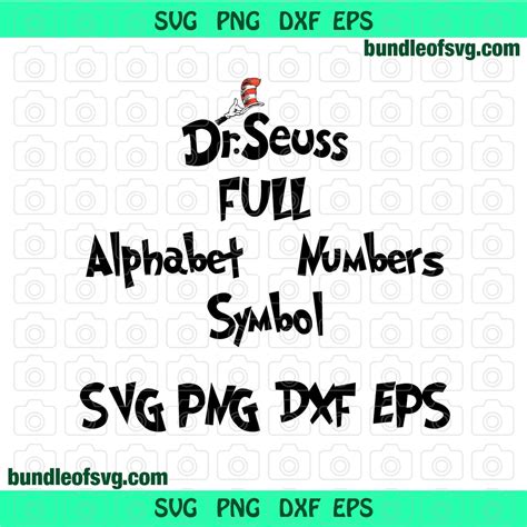 Dr Seuss Font Svg Alphabet The Cat In Hat Letters Numbers