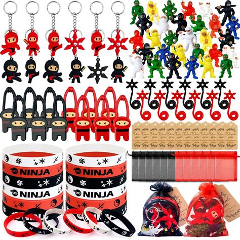 Moltby 96Pcs Ninja Party Favours for Kids - Ninja Warrior Party Bags