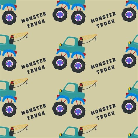 Nahtloser Mustervektor Eines Monstertrucks Im Cartoon Stil Kreativer